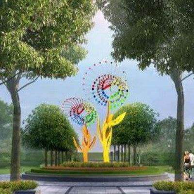 发光风动庭院不锈钢雕塑