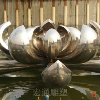 不锈钢莲花标志景观雕塑