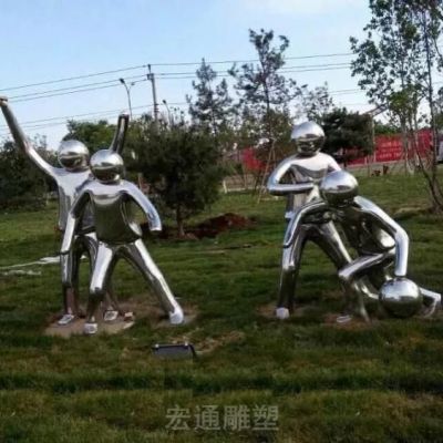 不锈钢运动儿童雕塑