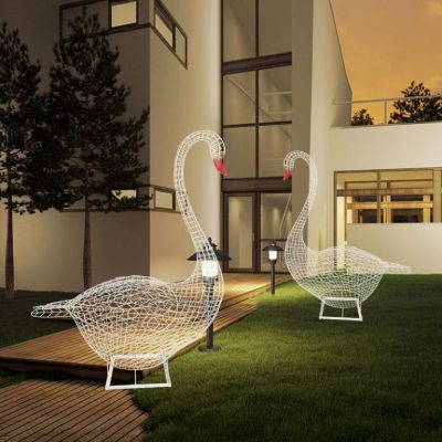 镂空天鹅标志不锈钢雕塑