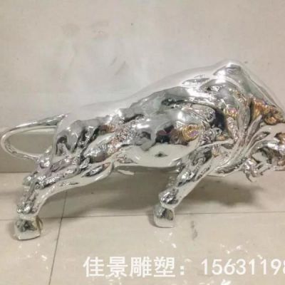 镜面开拓牛不锈钢雕塑