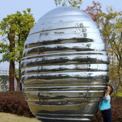 镜面抽象茧不锈钢雕塑