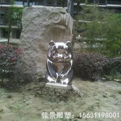 镜面熊公园不锈钢雕塑