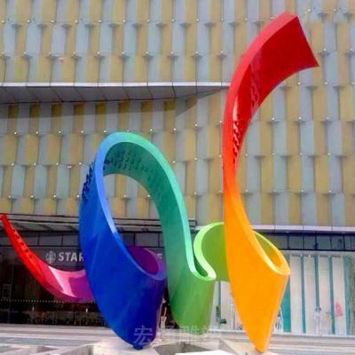 抽象彩绘不锈钢景观雕塑