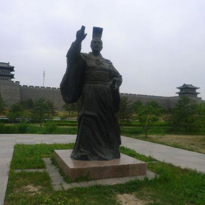 古代秦始皇户外人物铜雕