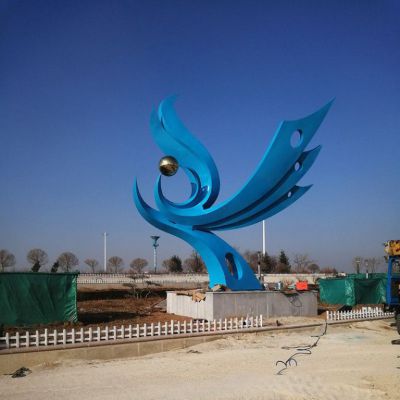 不锈钢蓝色凤凰公园雕塑