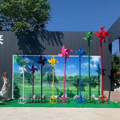 不锈钢风车彩绘抽象雕塑