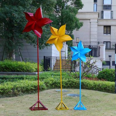 街边标志风车不锈钢雕塑