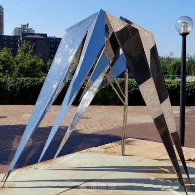 不锈钢凤竹镜面标志雕塑