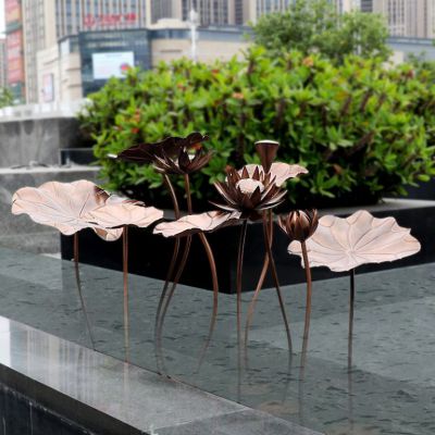 古铜色荷花公园标志铜雕