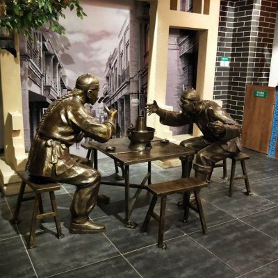 喝酒猜拳人物公园铜雕