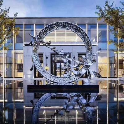 不锈钢圆环大雁景观雕塑