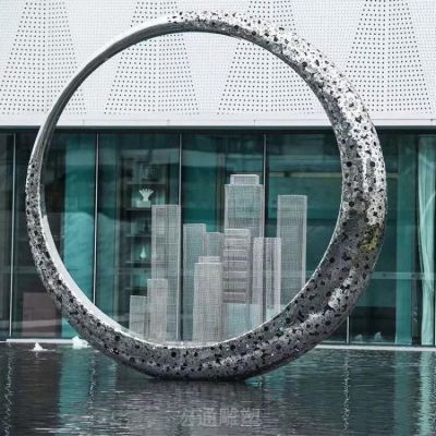 镂空圆环标志不锈钢雕塑