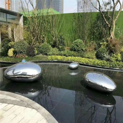 抽象鹅卵石不锈钢雕塑