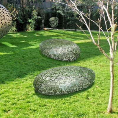 镂空鹅卵石景观不锈钢雕塑