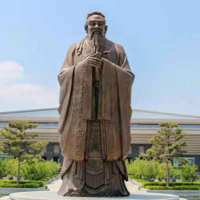春秋孔子街边标志铜雕