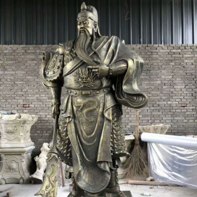 撸胡须关公人物抽象铜雕