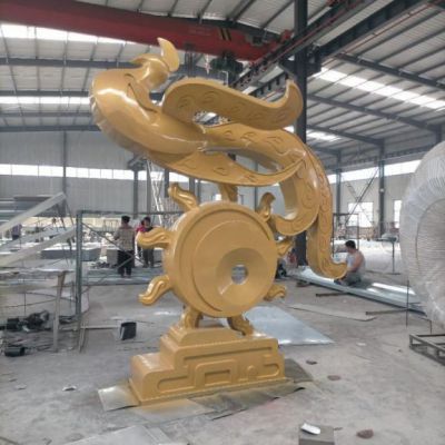 不锈钢景区金色凤凰雕塑