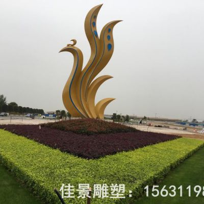 不锈钢小区金色凤凰雕塑