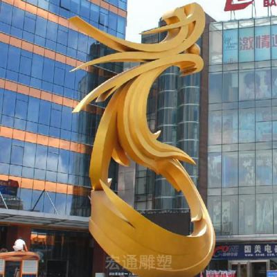 不锈钢校园金色凤凰雕塑