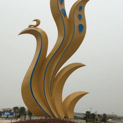不锈钢城市金色凤凰雕塑