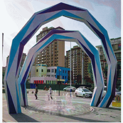 不锈钢彩绘大门户外雕塑