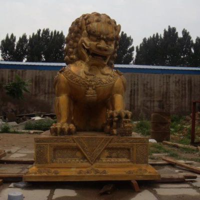 踩球狮子广场标志铜雕