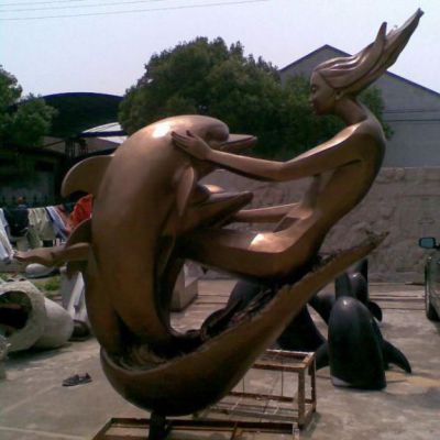 动物海豚校园景观铜雕