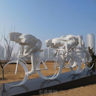 不锈钢自行车商场几何雕塑