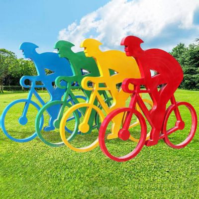 不锈钢自行车别墅几何雕塑
