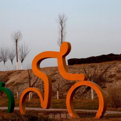 不锈钢自行车庭院几何雕塑