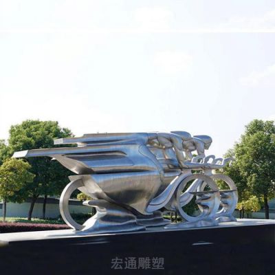 不锈钢自行车户外几何雕塑
