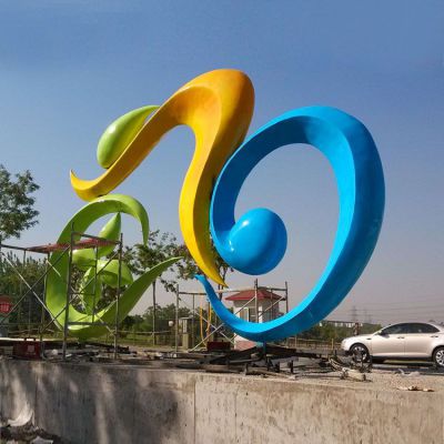 不锈钢自行车城市几何雕塑