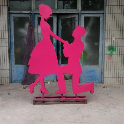 情侣人物城市不锈钢雕塑