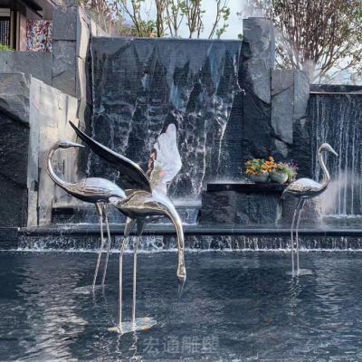 不锈钢仙鹤雕塑