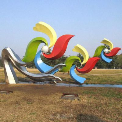 抽象标志街边不锈钢雕塑