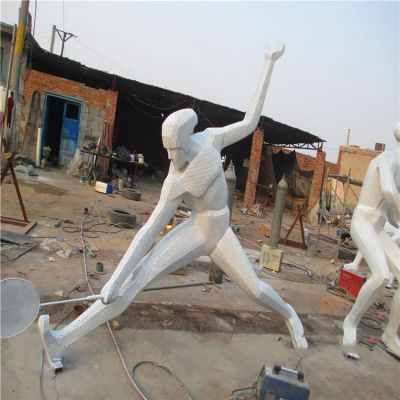 打羽毛球商场不锈钢雕塑