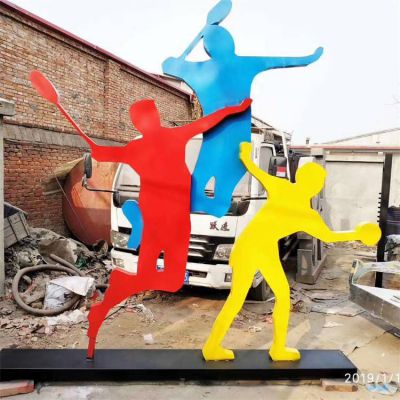 打羽毛球别墅不锈钢雕塑