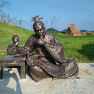 古代人物看竹简景观铜雕