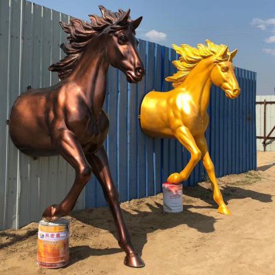 不锈钢半身马户外雕塑