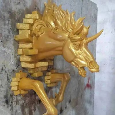 不锈钢半身马校园雕塑