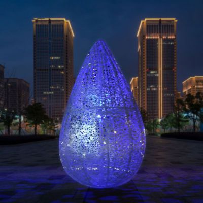 镂空抽象水滴不锈钢雕塑