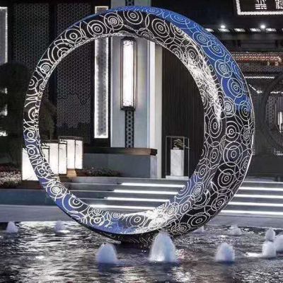 镂空喷泉不锈钢景观雕塑