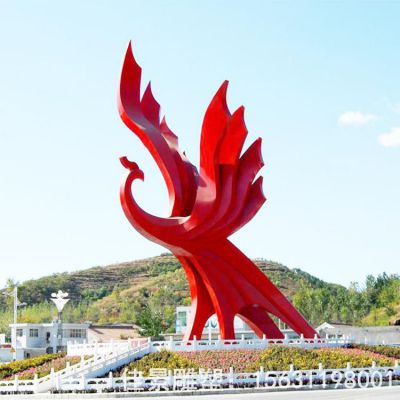 不锈钢广场抽象凤凰雕塑