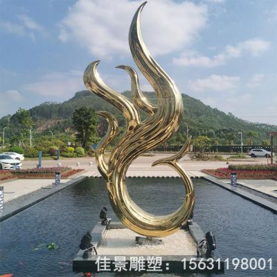 红色凤凰不锈钢街边雕塑