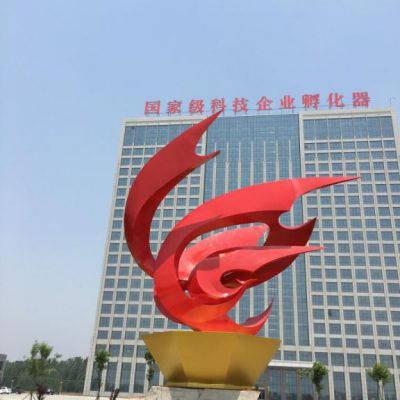 红色凤凰不锈钢别墅雕塑