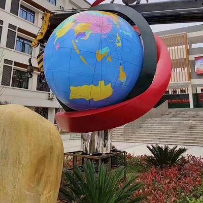不锈钢校园地球仪彩绘雕塑