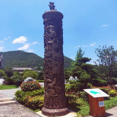 龙柱商场景观标志铜雕