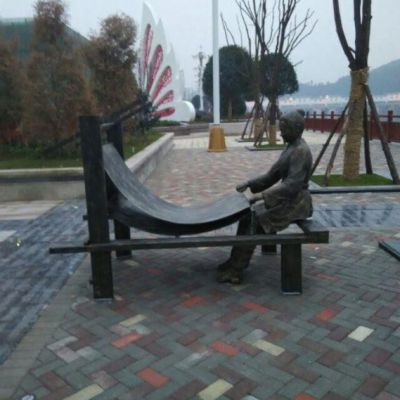 纺织人物别墅景观铜雕