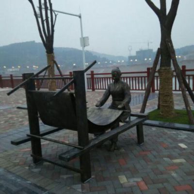 纺织人物景区景观铜雕